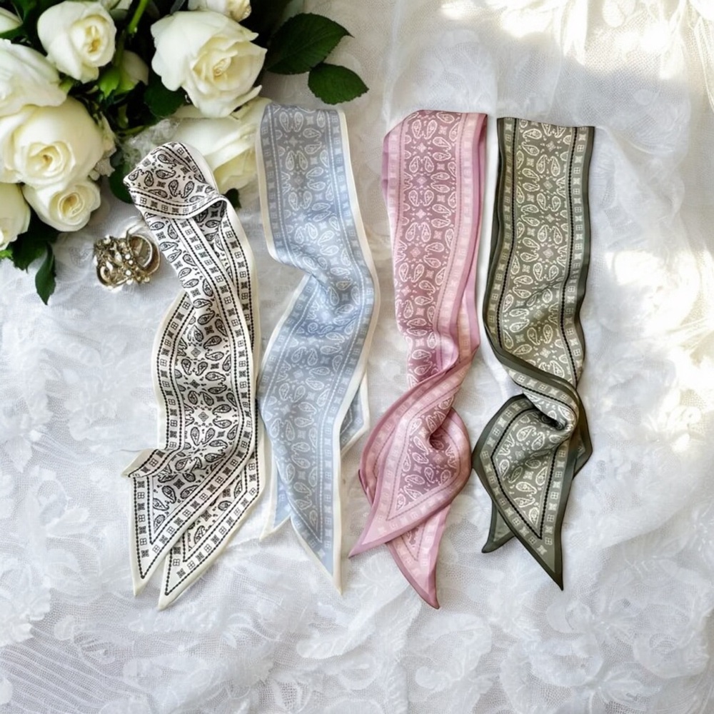 4 Pc Set Vintage Chic Satin‎ Style Elegant Paisley Print Selection Twillys